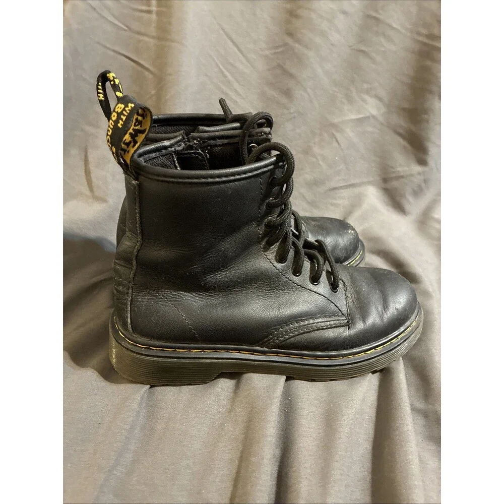 Doc Dr. Martens 1460 J Black Leather Combat Boots W3 | M2 Side Zip